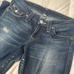 True Religion Blue Straight Leg Jeans with Vintage Appeal